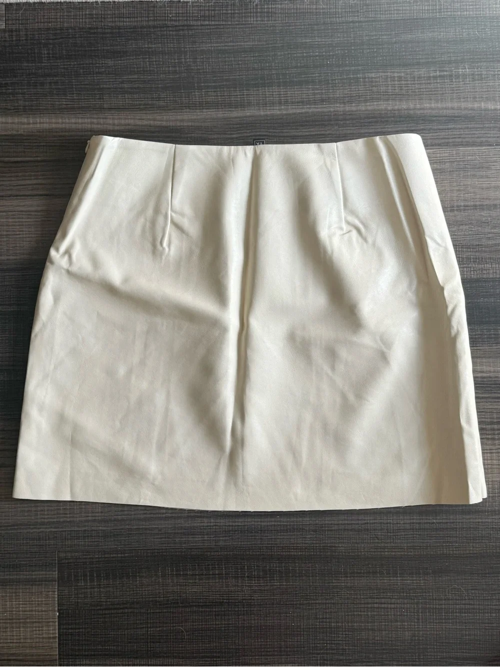 Francesca's Collections ALYA Beige Mini Skirt - Vegan Leather